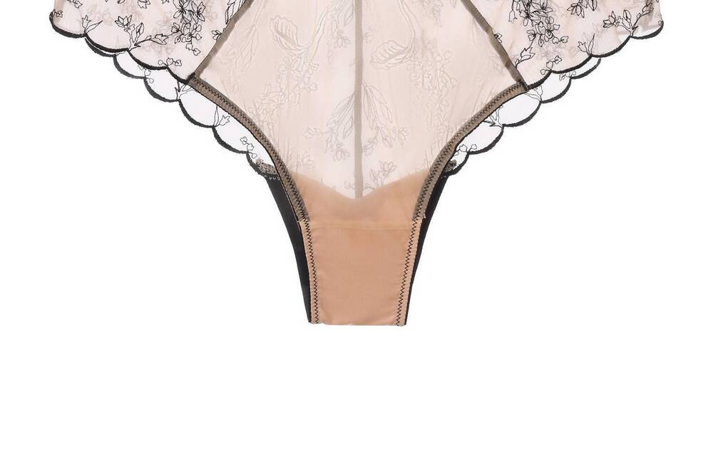 NEW AMOUR D'AGNETTE women's the kim embroidery cheeky bottoms in nude